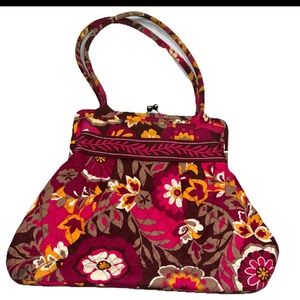 Vera Bradley Alice Carnaby PURSE Pink Tan Orange Floral Shoulder Bag kisslock M